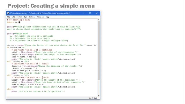Python 03I - Creating a simple menu смотреть онлайн