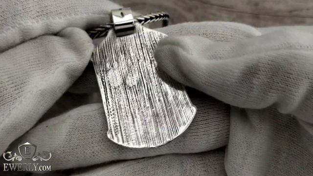 Серебряная цепочка с кулоном "Ворон", купить плетение цепочки Колос из серебра 925 пробы.