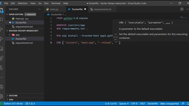 Fast API Python  (Docker + WebSockets)