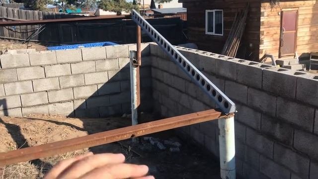 Армопояс из пескоблока. Подготовительные работы верхнего ряда.