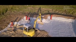 Песчаная подушка под фундамент. Трубы для дренажа. №5