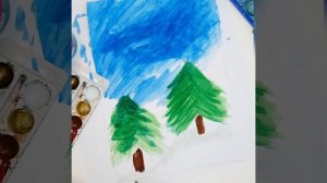 Рисуем лес как нарисовать ёлку рисуем красками