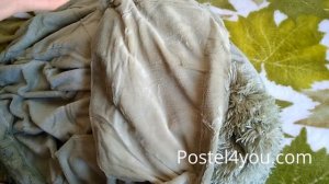 Меховой пушистый плед -покрывало травка с длинным ворсом оливковый 220х240 евро