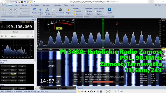 29.05.2024 11:56UTC, [Es], Katolickie Radio Zamosc, Польша, 90.1МГц, 1115км