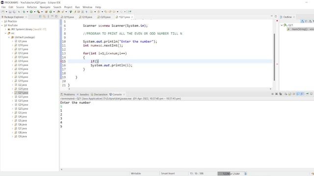 || 21 || Java program to print Even or Odd number between 1 to N | Java for Loop |Basic Loop Progra смотреть онлайн