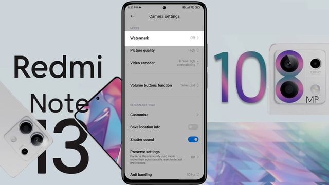 How to Remove Redmi Note 13 Camera Watermark  Camera Name  Watermark Setting in Redmi Note 13 5g