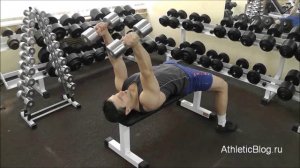 Французский жим лежа с гантелями. Техника выполнения упражнения. Обучающее видео.