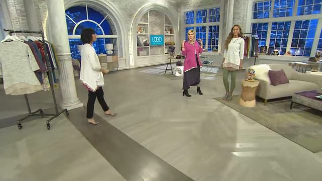 LOGO by Lori Goldstein 3/4 Sleeve Ribbed Knit Top with Lace Hem with Amy Stran смотреть онлайн