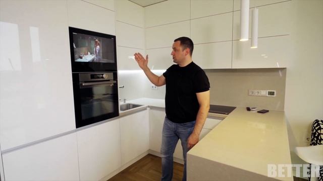 Кухня белый глянец Alvic Luxe с SERVO-DRIVE Blum | White kitchen with SERVO-DRIVE Blum смотреть онлайн