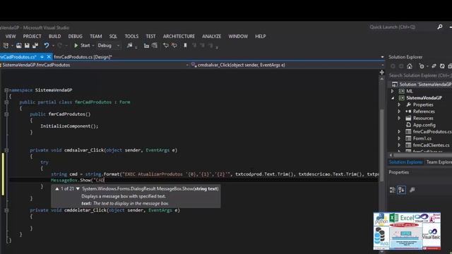 Curso Programação C# - Salvando Cadastro de Produtos no Banco de Dados SQL смотреть онлайн
