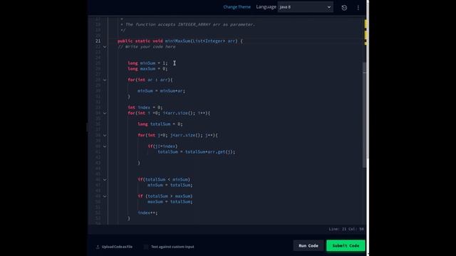 Coding Challenge | Java | Part 2 | Mini-Max Value Program | Coding Solution | Hackerrank Practice
