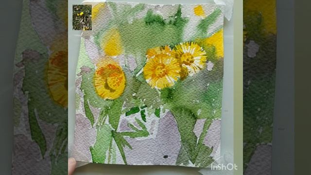 Рисуем мать -и- мачеху акварелью. смотреть онлайн