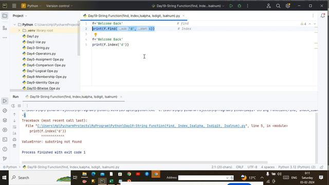 String Functions in Python Find, Index, Isalpha, Isdigit & Isalnum Functions in Python-19