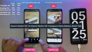 Xiaomi Redmi 13C Vs Xiaomi Redmi 12C  Battery Drain & Charging Test