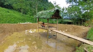 Full Video 60 Days LIVING OFF GRID How to build at the pond, Primitive skills build farm A new Life