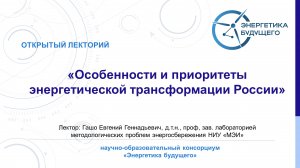 Особенности и приоритеты энергетической трансформации России