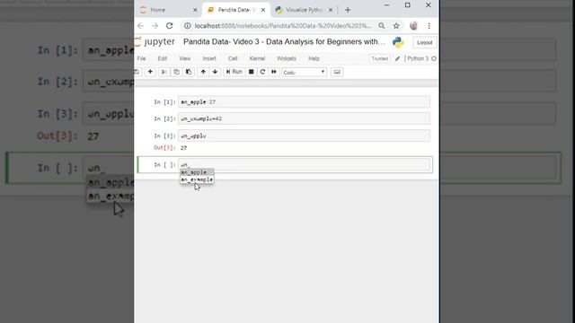 PanditaData-Video 3-Data Analysis for Beginners with Python - PFDA - Chapter 2 -Tab Completion смотреть онлайн