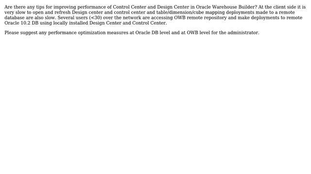 Databases: Tips for Optimizing Oracle Warehouse Builder 11.1 with Oracle DB 10.2 смотреть онлайн