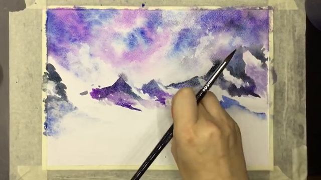 «Зимний пейзаж» как нарисовать ?АКВАРЕЛЬ | Сезон 2-4 |Мастер-класс для начинающих