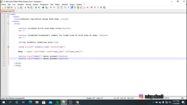 Tutorial Form HTML Part 3 : Fungsi Dan Penggunaan Tag Button Dalam Form HTML смотреть онлайн