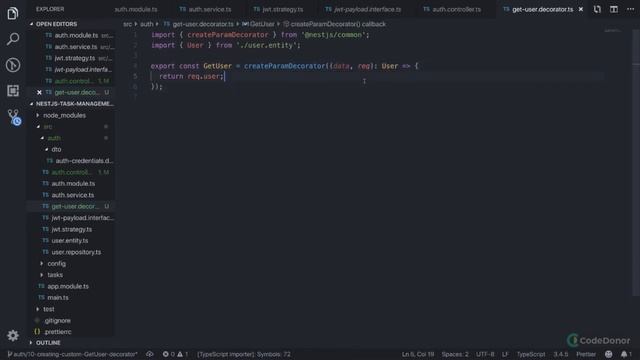 Lecture 53. Custom Decorator | NodeJS Framework | Scalable | Modern TypeScript |Master NestJS (2021