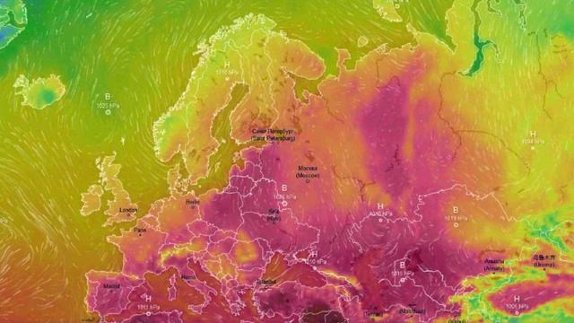 Движение воздушных масс воздуха над Европой и ЕТР за август 2023 года