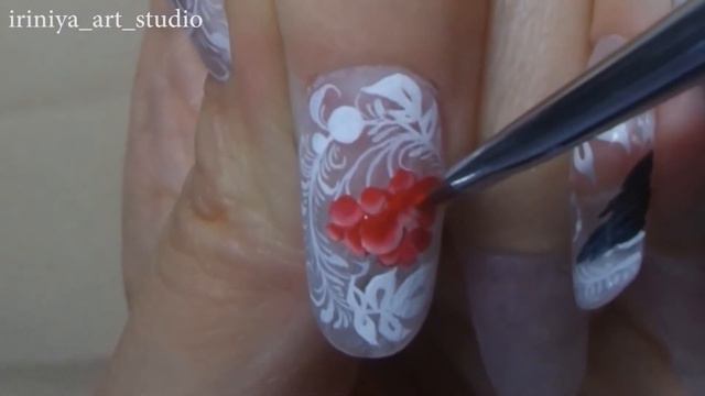 МК диззайн ногтей "Русская зима" часть 2-я рябинка. смотреть онлайн