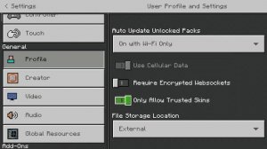 some settings in mine craft like a feel of java in phone