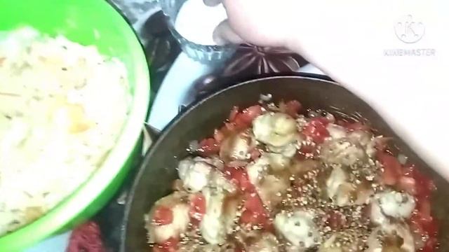 Гречка с квашеной капустой и индейкой.