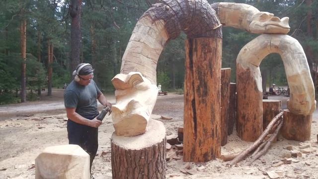 Дракон из дерева #4 Резьба бензопилой смотреть онлайн