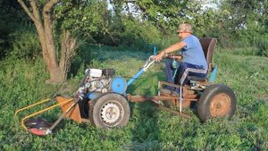 Мотоблок Нева МБ-2. Роторная косилка часть 3 косим траву