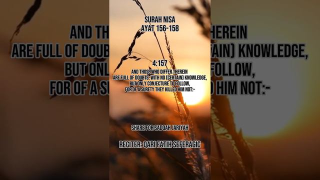 Surah Nisa| Ayat 156-158| Qari Fatih Seferagic| #foryou #islam #quran #fyp