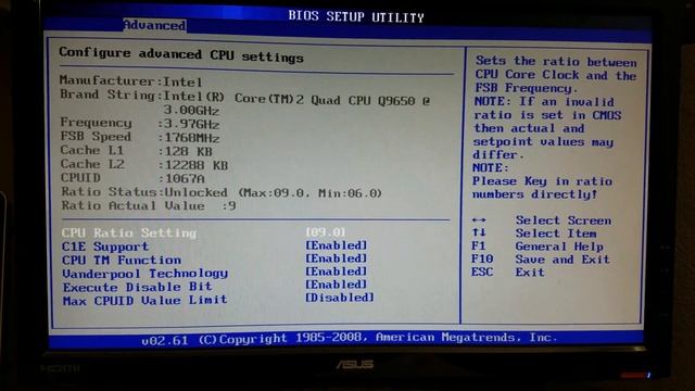 My BIOS Settings for Core 2 Quad Q9650 3.97ghz Overclock On Air смотреть онлайн