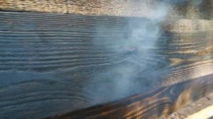 Обжиг древесины паяльной лампой