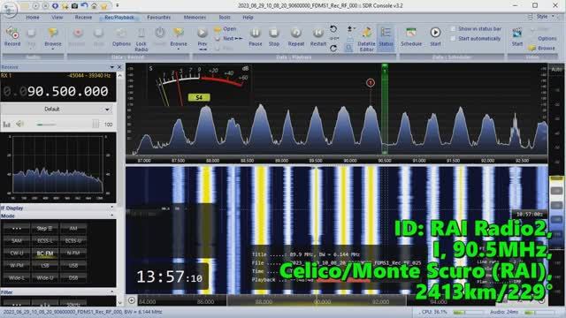 29.06.2023 10:56UTC, [Es], RAI Radio2, Италия, 90.5МГц, 2413км