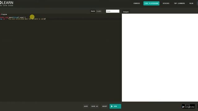 02.Java tutorial, Solo Learn, String Variable placeholder, Code Play Ground