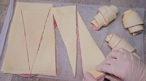 Круассаны с ветчиной и сыром из слоеного теста