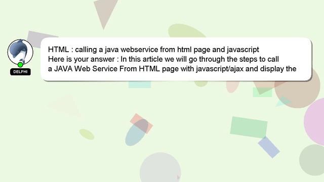 HTML : calling a java webservice from html page and javascript