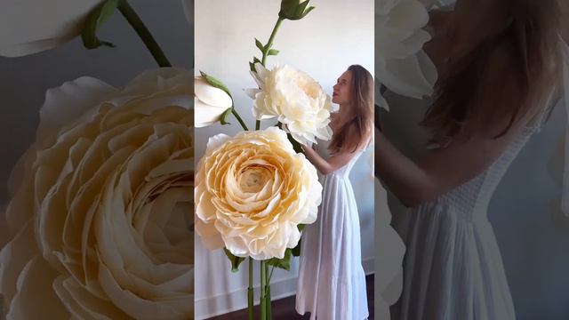 Realistic giant paper flowers | soon step by step paper flowers tutorial  #paperflowers