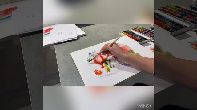 Акварель «По мокрому» Банка с огурцами и помидорами ? живопись смотреть онлайн