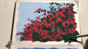 Flower Tree Painting  (Bougainvillea tree painting)|| Easy painting ||