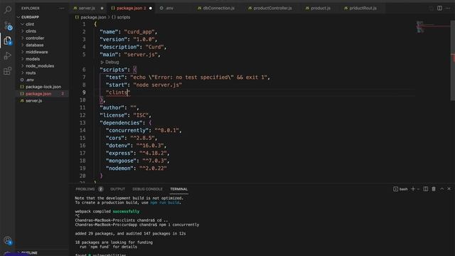 MERN stack tutorial for beginners installing React and Concurrently Part-5
