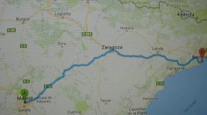 Cálculo de la distancia entre Madrid y Barcelona