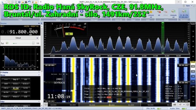 11.05.2023 08:08UTC, [Es, qrp], Radio Haná SkyRock, Чехия, 91.8МГц, 1491км, 100Ватт