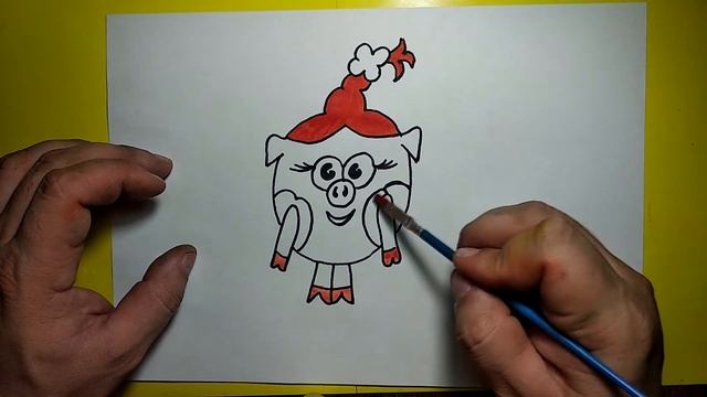 Как нарисовать Нюшу. Рисуем Нюшу из смешариков - поэтапно. смотреть онлайн