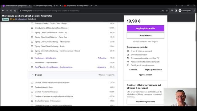 Introduzione Al mio Video Corso su i Microservizi con Spring Cloud, Docker e Kubernetes