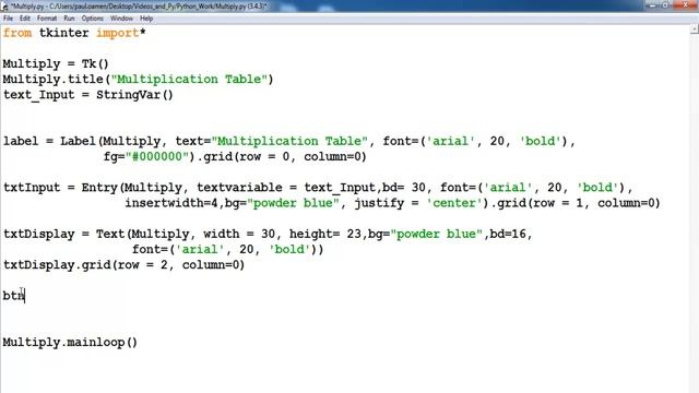 How to Create a GUI Multiplication Times Table in Python