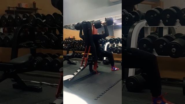 Жим гантелей сидя по 35кг на 3раза #gym #спорт#сила #тренировка #гантели #спортзал #жимштанги #плеч смотреть онлайн