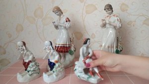 Моя коллекция фарфоровых статуэток в разном раскрасе. Фарфор СССР.