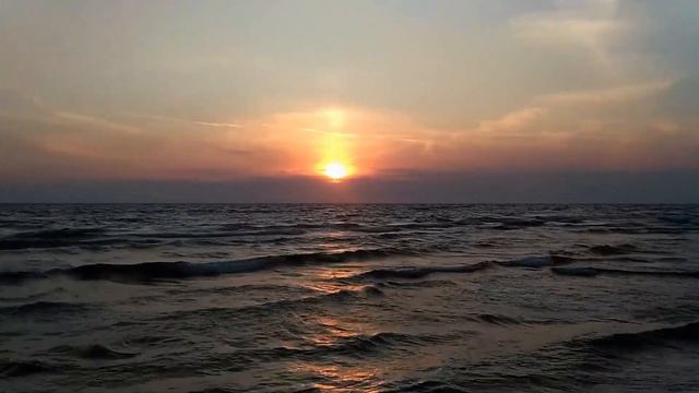 Закат солнца на море, побережье Италии, Тирренское море - mar Tirreno, Tyrrhenian Sea